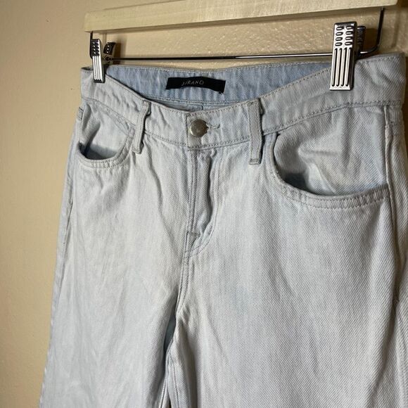 J Brand Liza wide leg cropped culotte denim jeans raw hem size 26 light blue - Picture 8 of 11